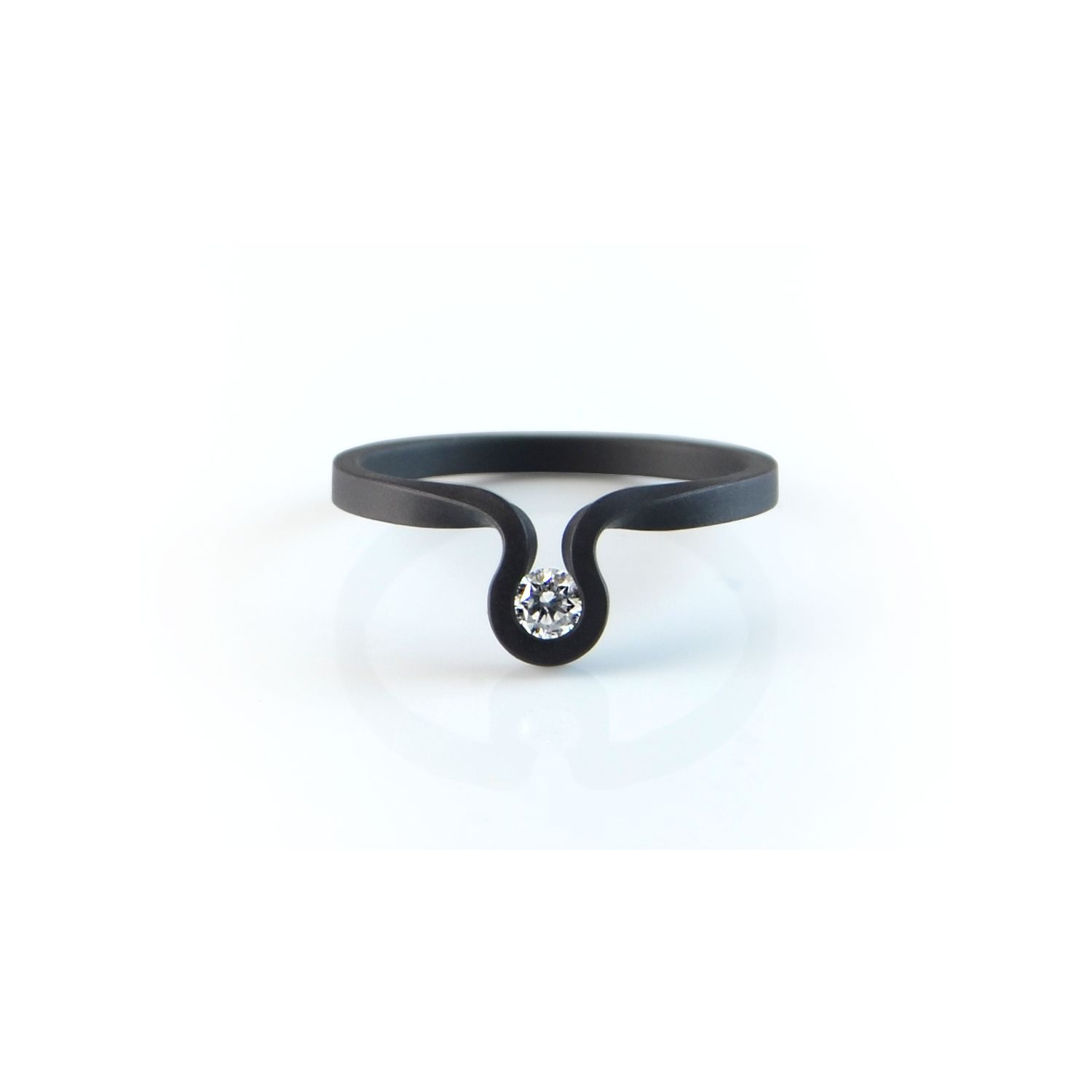 Staal zwarte ring met 0,10ct diamant TW/si Drop