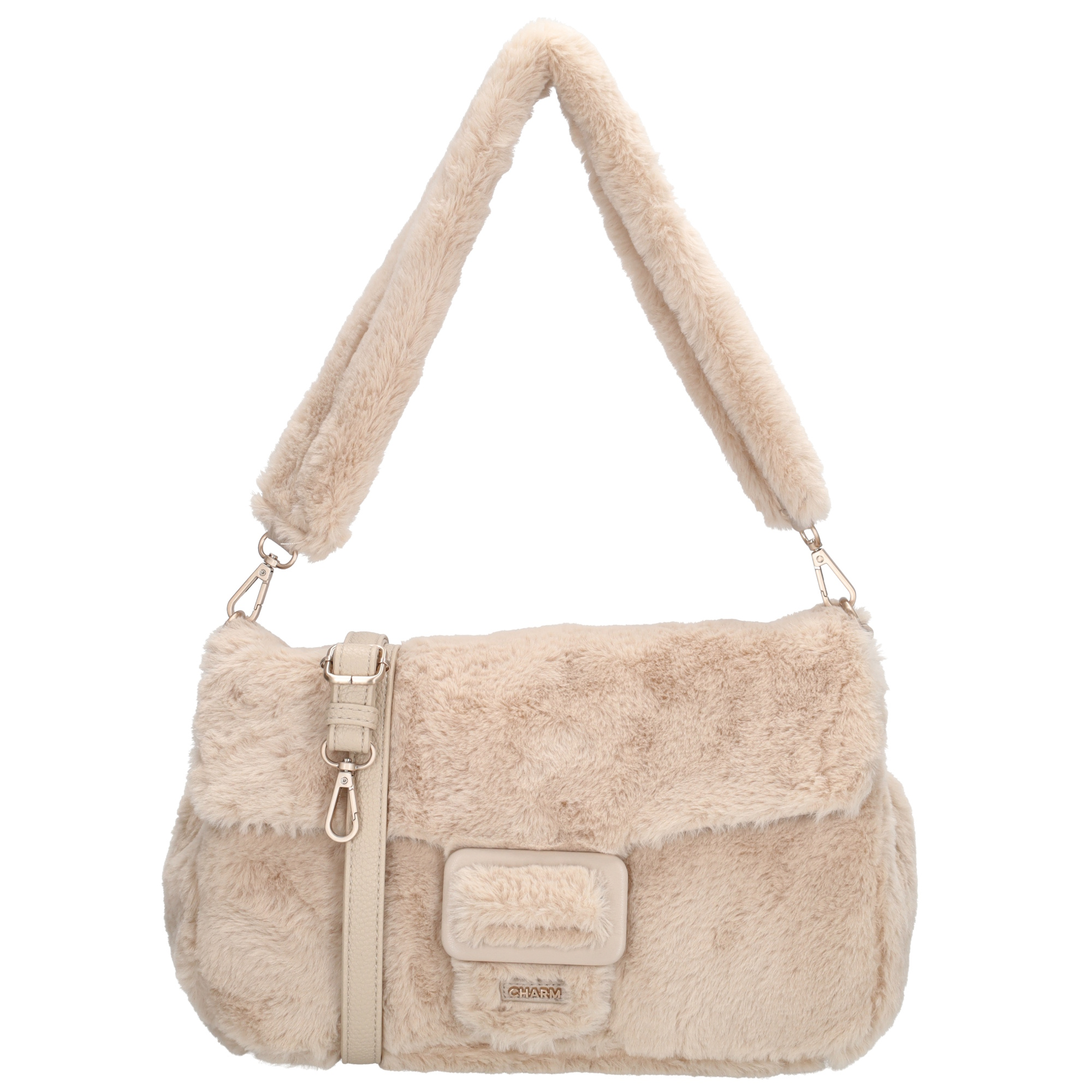 De Charm London Alaska schoudertas is een trendy tas van zacht bontmateriaal met een stijlvolle overslag. Binnenin is de tas voorzien van een praktisch tussenvak, twee insteekvakken en een klein ritsvakje – perfect om je essentials overzichtelijk op te bergen. De tas komt met twee schouderbanden: een korte bontband voor een elegante look en een lange, verstelbare schouderband van kunstleer voor extra draagcomfort en veelzijdigheid.

Kenmerken:
• Gemaakt van zacht bontmateriaal
• Overslagsluiting
• Binnenin: tussenvak, twee insteekvakken en een ritsvakje
• Inclusief twee schouderbanden:
 – Korte schouderband van bont
 – Lange, verstelbare schouderband van kunstleer