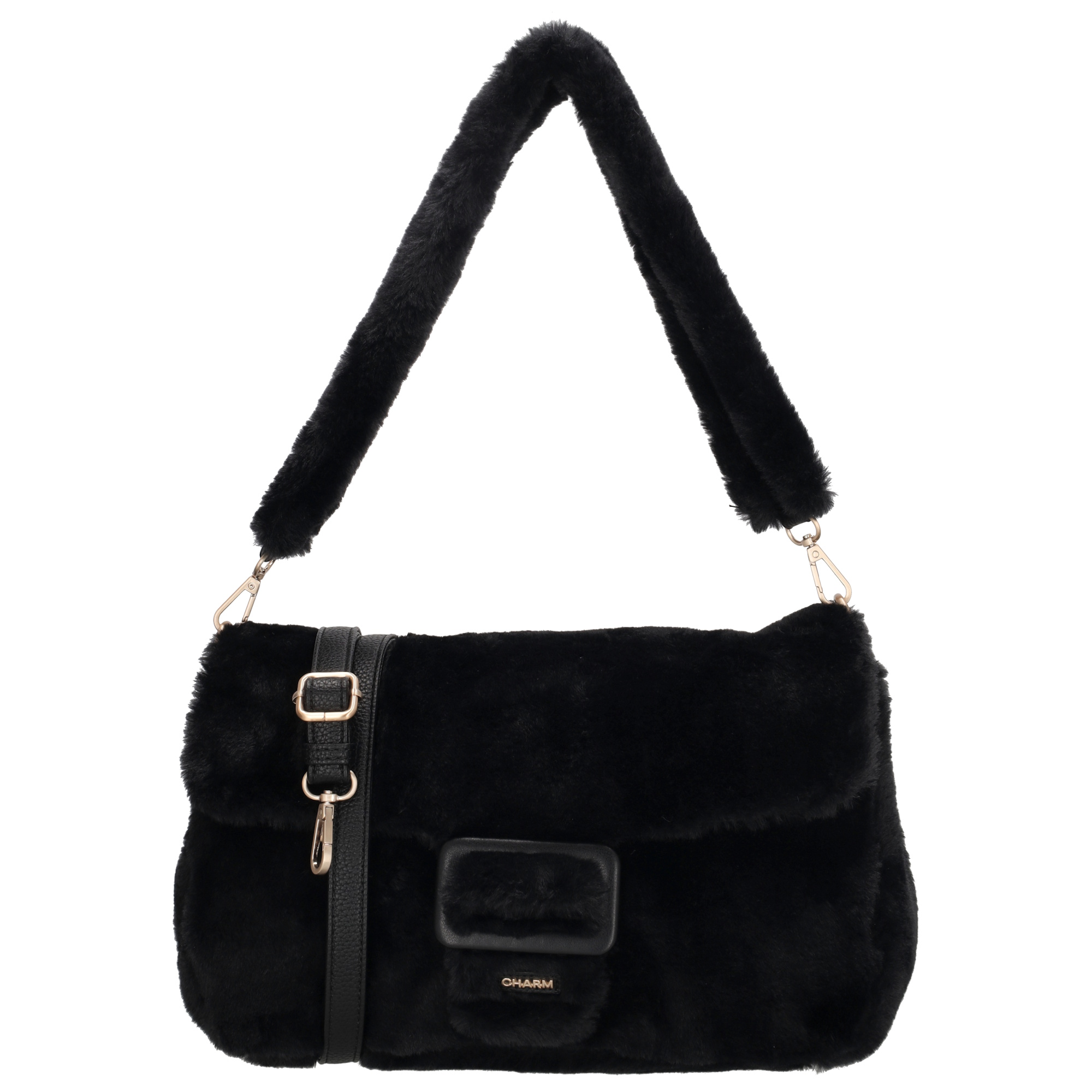De Charm London Alaska schoudertas is een trendy tas van zacht bontmateriaal met een stijlvolle overslag. Binnenin is de tas voorzien van een praktisch tussenvak, twee insteekvakken en een klein ritsvakje – perfect om je essentials overzichtelijk op te bergen. De tas komt met twee schouderbanden: een korte bontband voor een elegante look en een lange, verstelbare schouderband van kunstleer voor extra draagcomfort en veelzijdigheid.

Kenmerken:
• Gemaakt van zacht bontmateriaal
• Overslagsluiting
• Binnenin: tussenvak, twee insteekvakken en een ritsvakje
• Inclusief twee schouderbanden:
 – Korte schouderband van bont
 – Lange, verstelbare schouderband van kunstleer