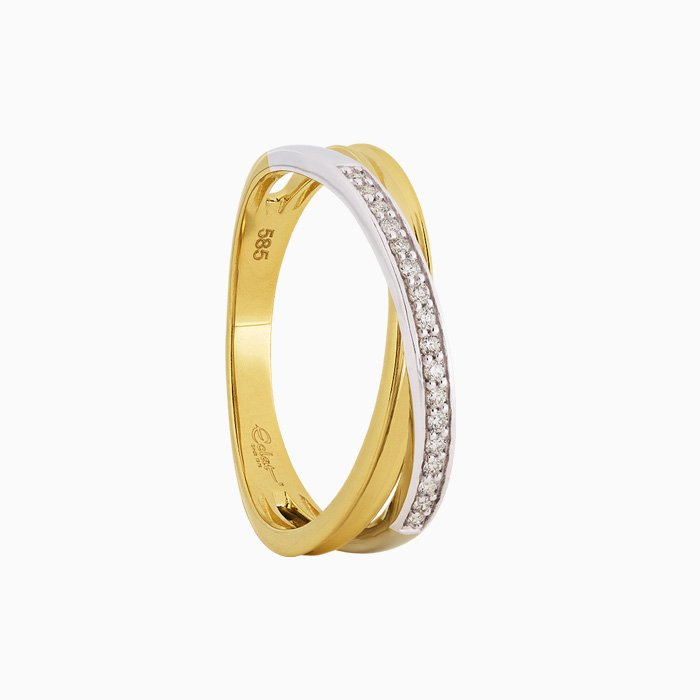 14 karaat gouden ring met 0,08 crt. briljant geslepen natuurlijke diamant