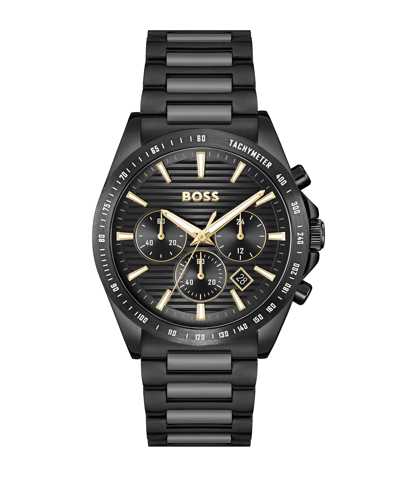 Dit Hugo Boss heren chronograaf horloge 1514291 is een stijlvol polshorloge met een roestvrijstalen zwarte kast en band. Het heeft een datumaanduiding, chronograaf functie, en is waterbestendig tot 5 ATM. Het mineraalglas beschermt de zwarte wijzerplaat met streepindex. Ideaal voor formele gelegenheden en zakelijke outfits, maar ook geschikt voor alledaags gebruik dankzij het veelzijdige ontwerp.