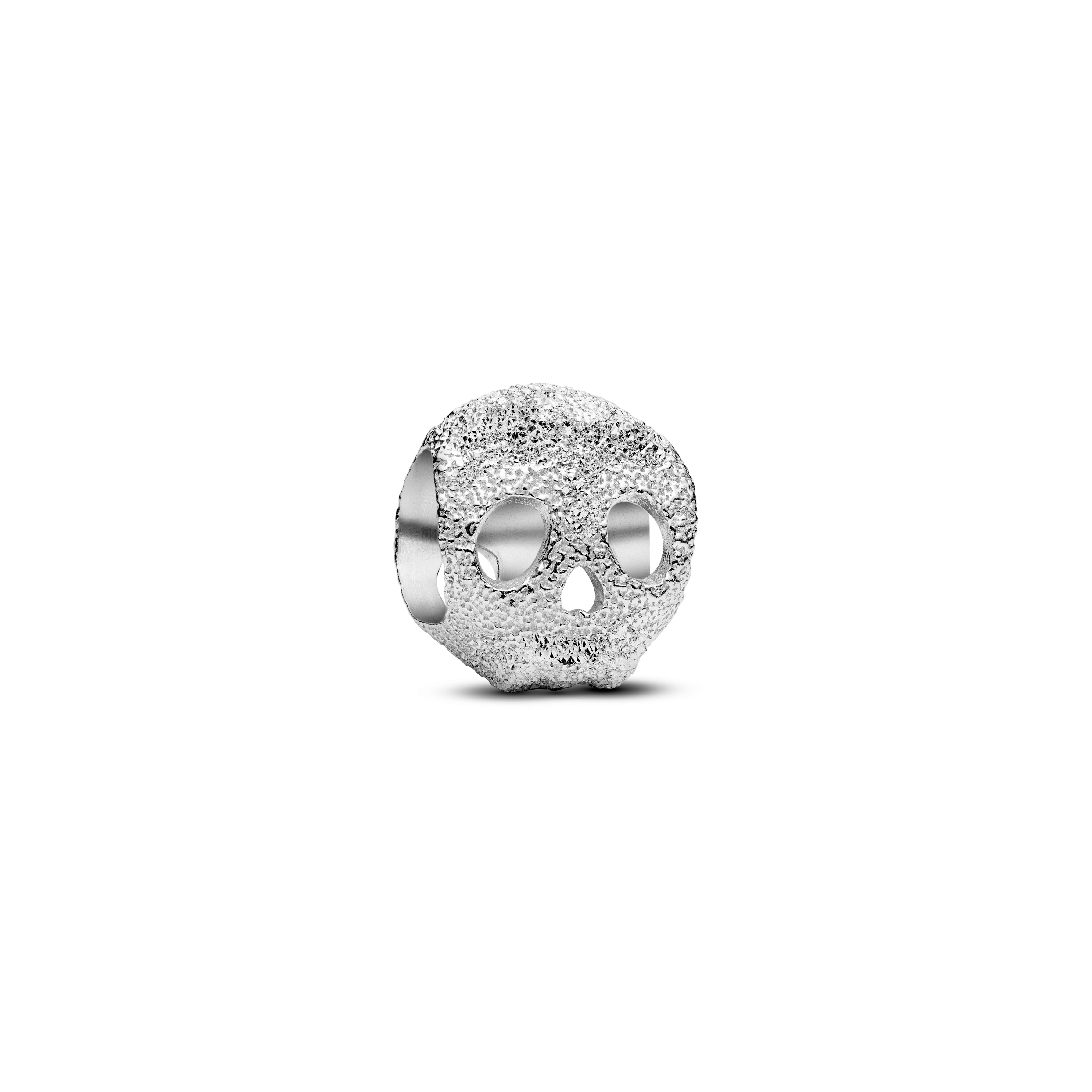 794040C00 Textured skull sterling silver mini charm