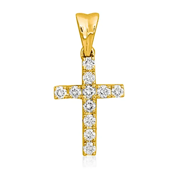 Geelgouden kruis met diamant 112-0.20crt H/SI | GGA0792