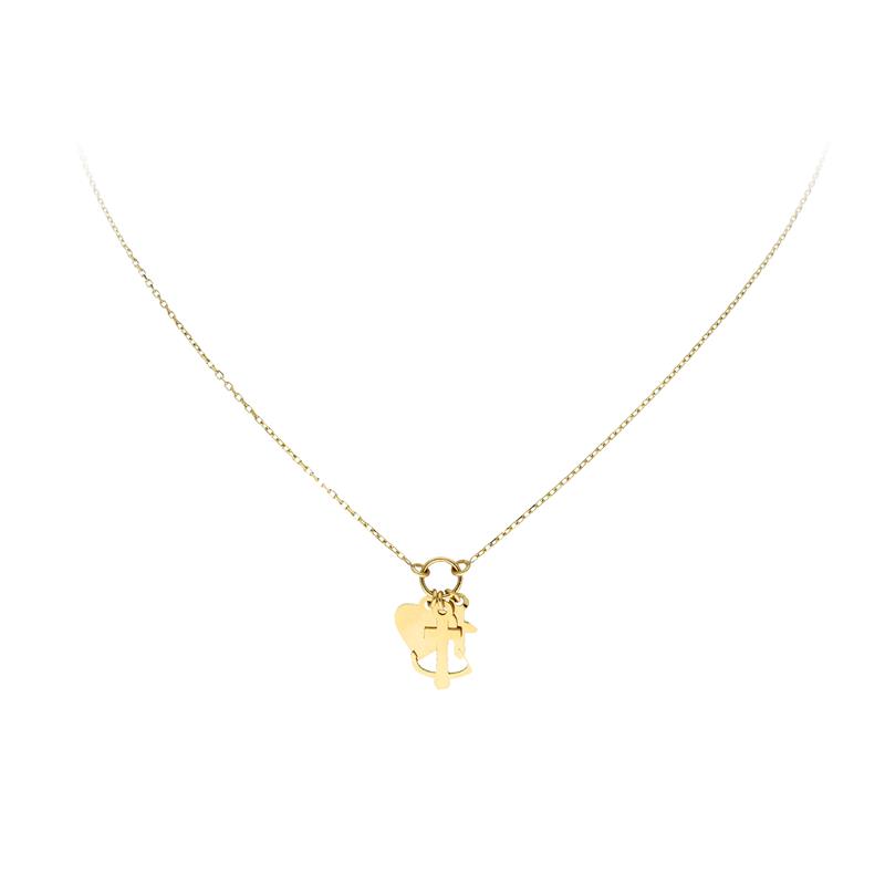 Gouden collier geloof hoop & liefde, 43cm.