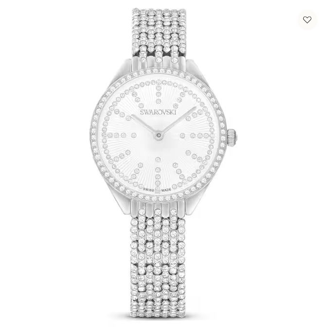 Het Imber-horloge brengt een moderne kijk op horlogemaken over door de glinsterende wijzerplaat en tijdloze elliptische vorm. Deze 24 x 26,3 mm-versie is vervaardigd uit edelstaal en heeft ongeveer 1000 heldere kristallen op de Crystalline-wijzerplaat. Extra details zijn afgewerkt met een goudkleurige toplaag, waaronder de uurmarkeringen en wijzers, evenals het enkele Romeinse cijfer op 6 uur en het iconische zwanenlogo van Swarovski op 12 uur. Het Swiss Made-horloge wordt gedragen aan een gepolijste metalen armband en biedt een waterbestendigheid tot op 50 m. Maak dit uw favoriete keuze voor een verfijnde stijl, zowel overdag als &lsquo;s avonds.