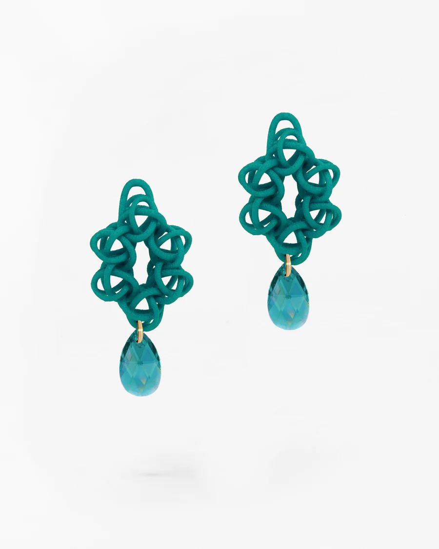 Fabnora Cosmos aanhangers creolen met blauwe Zircoon