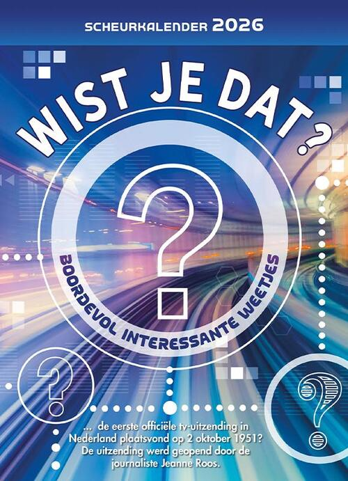 Een scheurkalender vol interessante weetjes. Wist je dat... onze maan een krater heeft met een doorsnee van 2500 kilometer? Scheur iedere dag een blaadje af langs de perforatierand en laat je verrassen. Makkelijk op te hangen door de gaten bovenin. Een prachtig cadeau voor jezelf of om een ander blij mee te maken!