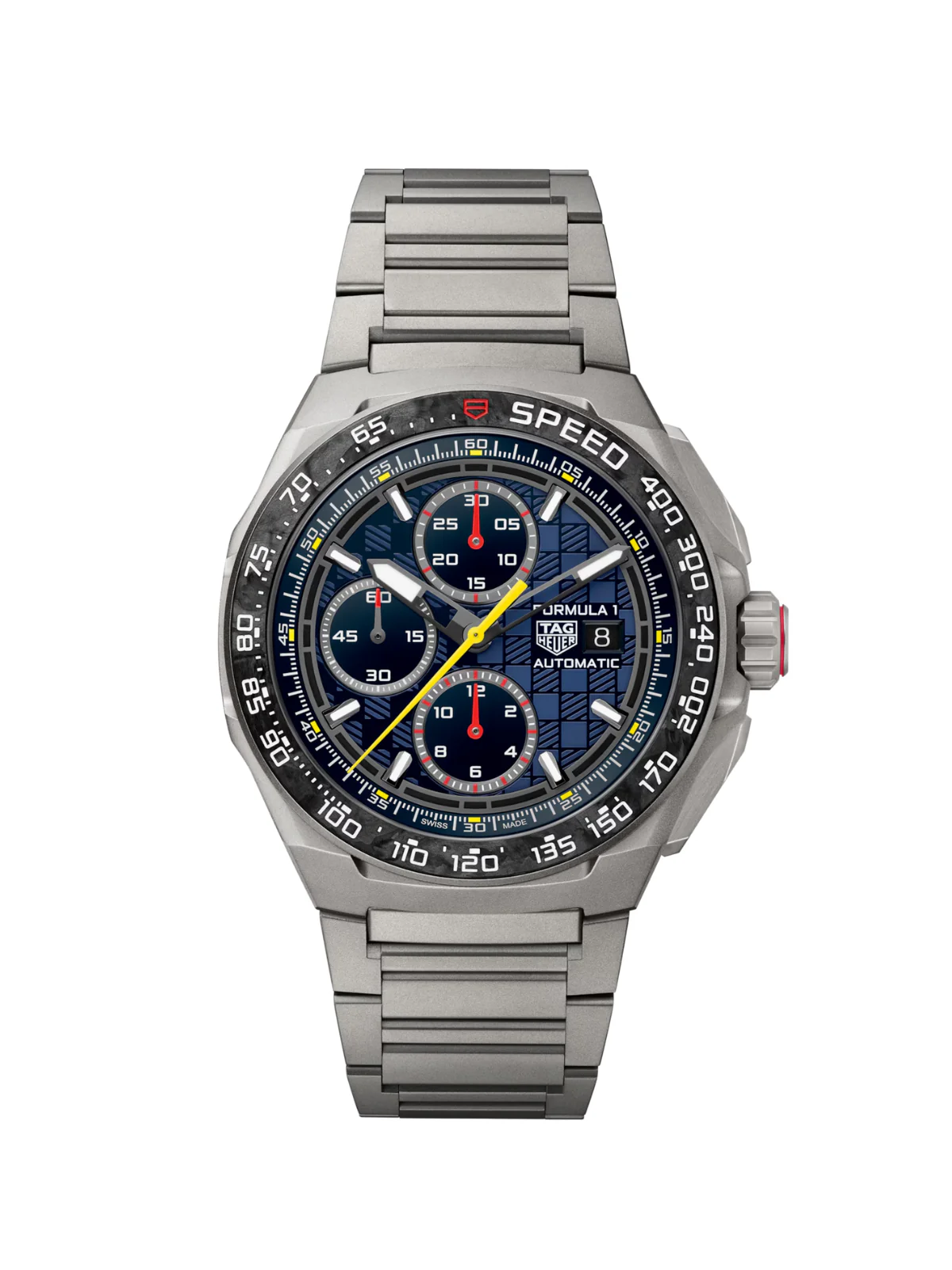 De TAG Heuer CBZ2082.FT8096 behoort tot de Formula 1 collectie.

Deze TAG Heuer Formule 1 Chronograaf, vervaardigd van ultralicht titanium, viert de samenwerking tussen TAG Heuer en Oracle Red Bull Racing. Dit 44 mm horloge, dat precisie, een gedurfd design en duurzame prestaties combineert, is gemaakt voor snelheidsduivels.

De opaalblauwe wijzerplaat is voorzien van een subtiel geblokt vlagmotief die het race DNA van Oracle Red Bull Racing weerspiegelen. Drie subdials met rode en witte accenten zorgen voor een goede afleesbaarheid, terwijl rhodium-geplateerde wijzers en Super-LumiNova®-indexen de afleesbaarheid voorop stellen.

Deze 44 mm chronograaf is gemaakt van gezandstraald grade 2 titanium  en wordt aangestuurd door het automatische Calibre 16. Het horloge heeft een vaste zwarte en grijze carbon tachometer lunette en is waterbestendig tot 200 meter.

De titanium grade 2 band combineert een robuuste constructie met lichtgewicht comfort. Een vouwsluiting met veiligheidsdrukknoppen en verlengschakel zorgt voor veilig dragen, zelfs onder druk.