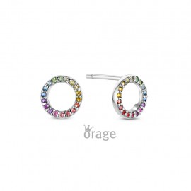 Voeg een kleurrijke touch toe aan je look met deze elegante ronde zilveren oorringen, bezaaid met schitterende steentjes in regenboogkleuren. Deze juweeltjes zijn perfect om elke outfit een sprankelend en vrolijk accent te geven.

