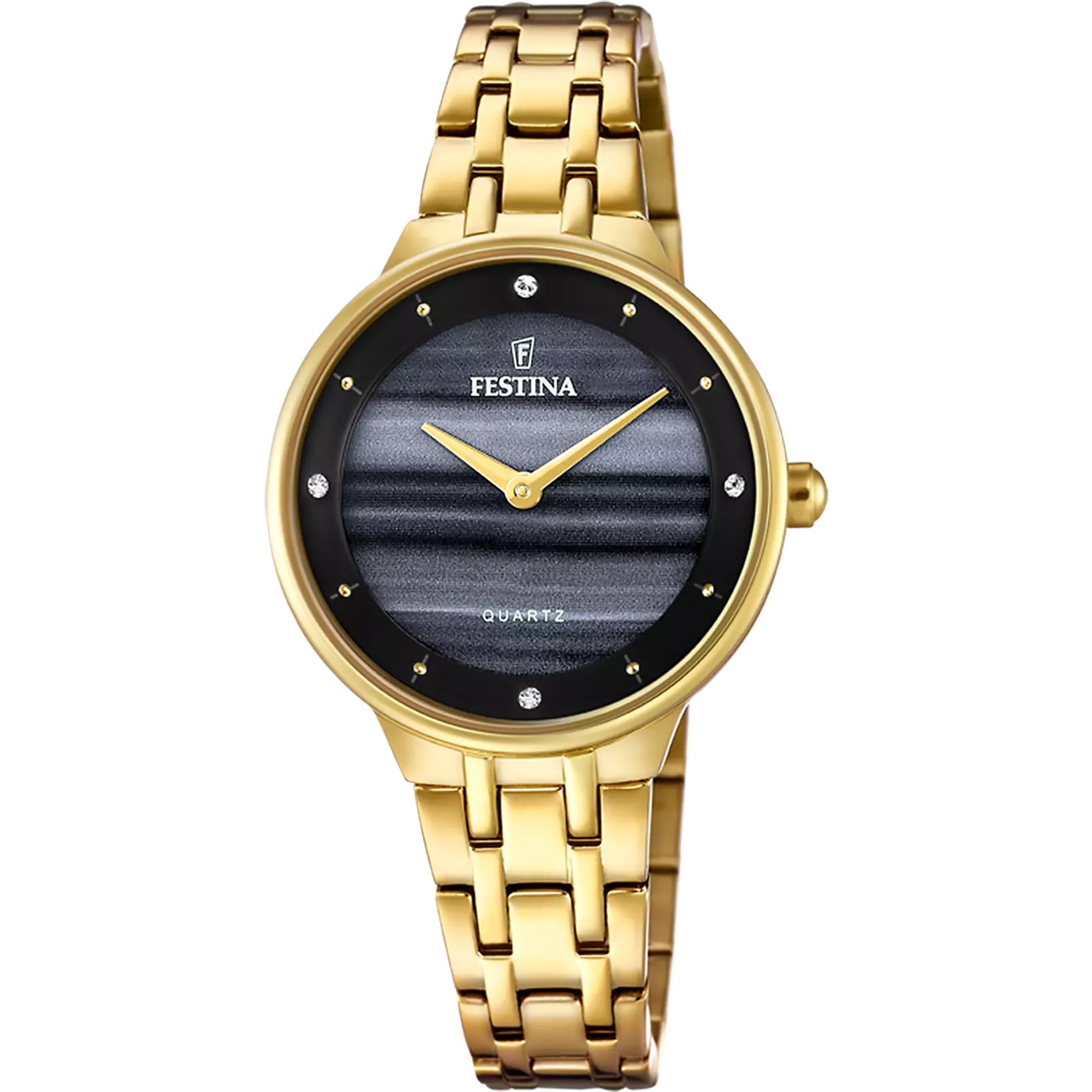 De Festina Horloge Dames Zwart F20601/D is een elegante dameshorloge met een polstype ontwerp. Het beschikt over een 30mm metalen kast en een goudkleurige band. De horloge heeft geen datumaanduiding. Ideaal om te dragen bij formele en casual gelegenheden voor een stijlvolle en tijdloze uitstraling. Perfect te combineren met gouden sieraden.