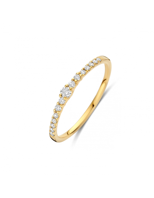 14 karaats geelgouden ring met diamant. Model Valencia 0.15crt.