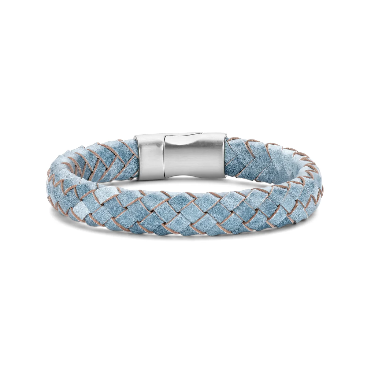 Ga voor een gedurfde stijl met onze matte gevlochten leren armband, ontworpen om een ​​blijvende indruk te maken. Met zijn aanzienlijke dikte is het een opvallend sieraad dat karakter geeft aan elke outfit.