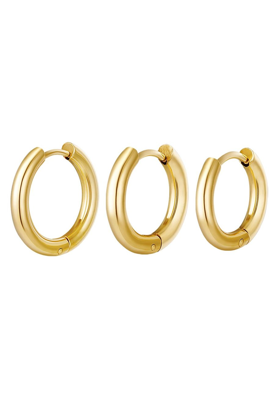 Creoles set 3 hoop earrings Gold Color Stainless Steel Gold color