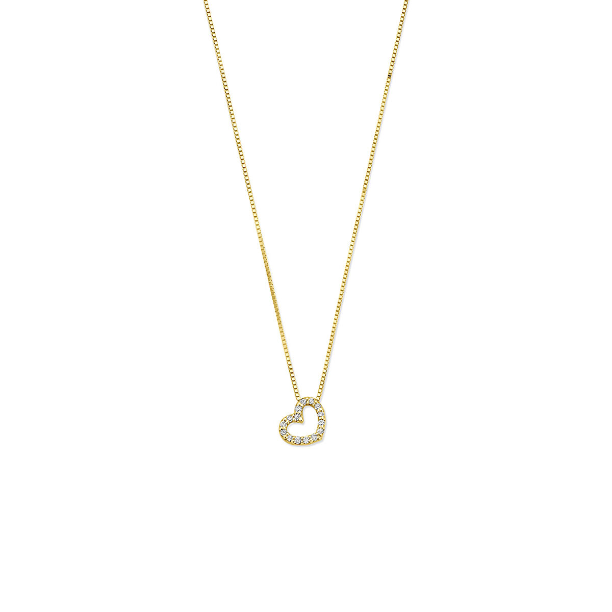 Dit prachtige collier met modelnummer 4034607 straalt elegantie uit. Het heeft een hartvormige hanger met 16 lab-grown diamanten van 0.08ct, in een briljantslijpsel, kleur G en zuiverheid VS1. Gemaakt van 14-karaats goud, heeft het een Venetiaanse ketting van 42 cm met karabijnsluiting. Perfect voor een chique avondje uit of als dagelijkse eyecatcher.
