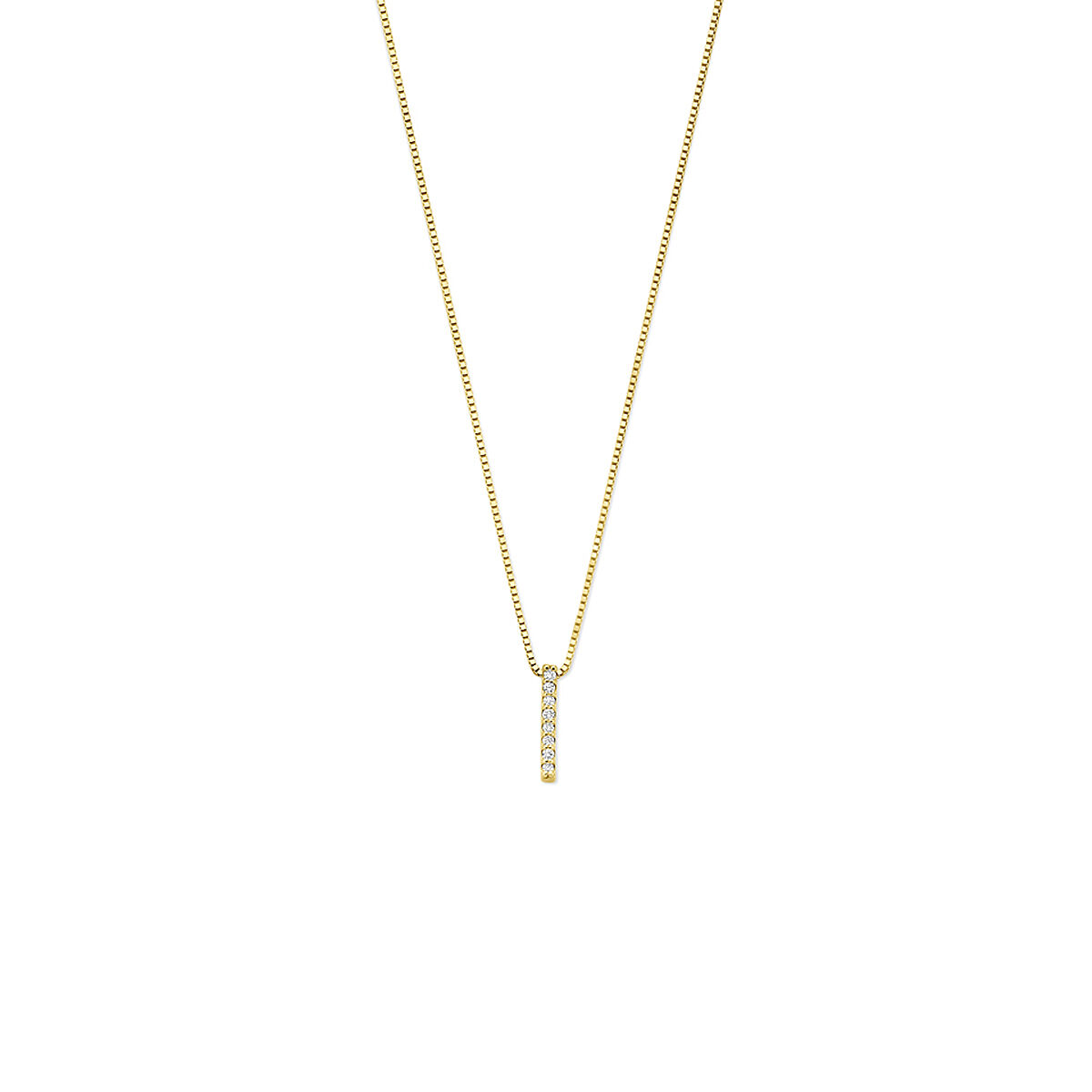 Deze prachtige collier met modelnummer 4034736 bevat een Venetiaanse ketting van 14-karaats goud en is goudkleurig. De hanger is voorzien van 8 briljant geslepen, lab-grown diamanten met een totale gewicht van 0.04 ct, kleur G en zuiverheid VS1. Draag deze elegante ketting voor een chique uitstraling tijdens speciale gelegenheden.