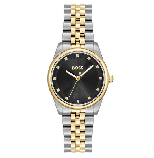 Dit Boss horloge behoort tot de Graceful Precious collectie.
Referentienummer: HB1502811

Dit BOSS horloge heeft een luxe uitstraling. Zeer geschikt voor de moderne stijlvolle vrouw van nu. Het dameshorloge valt op door zijn goudkleurige stalen horlogekast met een zilverkleurige wijzerplaat met zirkonia's als indexen. Opvallend ook zijn de lumibrite uur en minutenwijzer. Aan de kast zit een glimmende goudkleurige schakelband met vouwsluiting. De kast van het horloge heeft een doorsnee van 32mm met mineraalglas en is 3ATM. 
