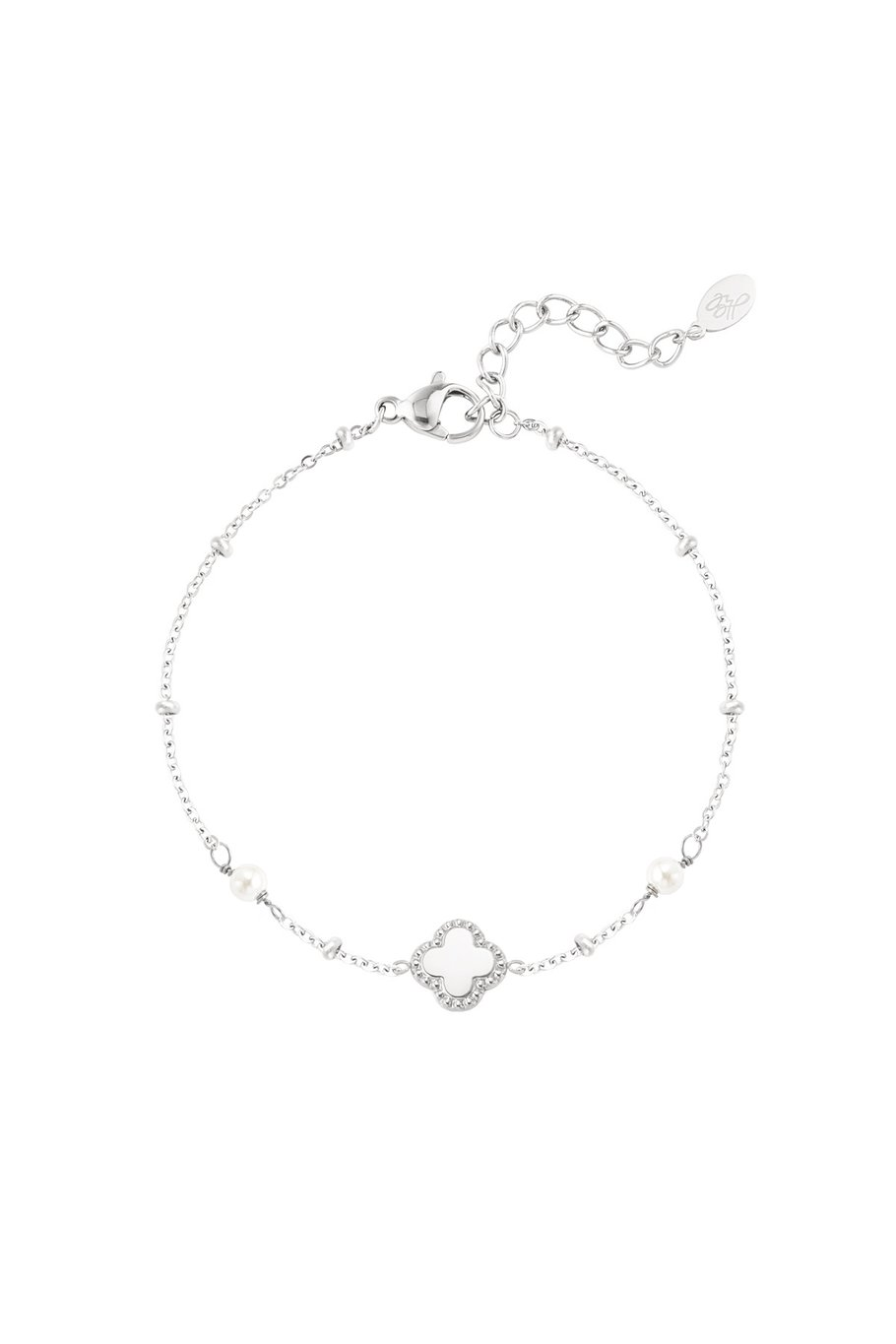 bracelet clover with pearls silver color