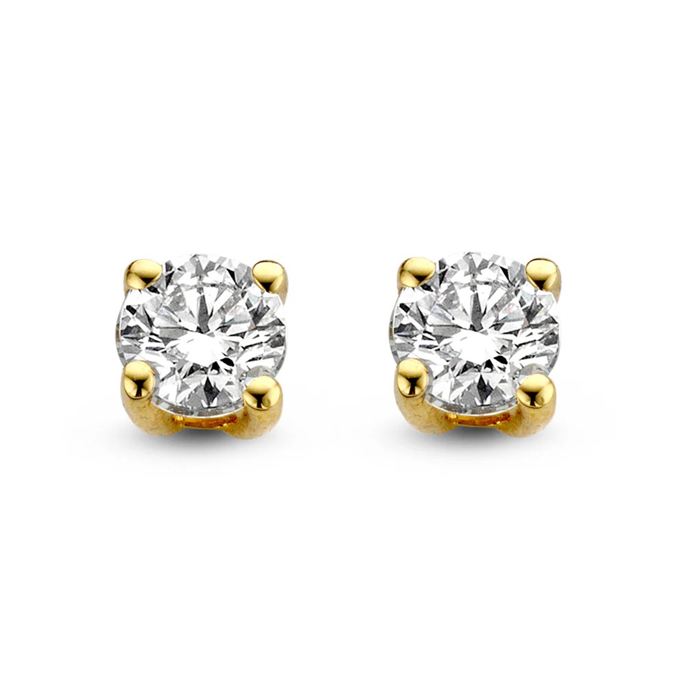 gouden Aurore oorstekers, Olivia 2x0.53ct MM briljant