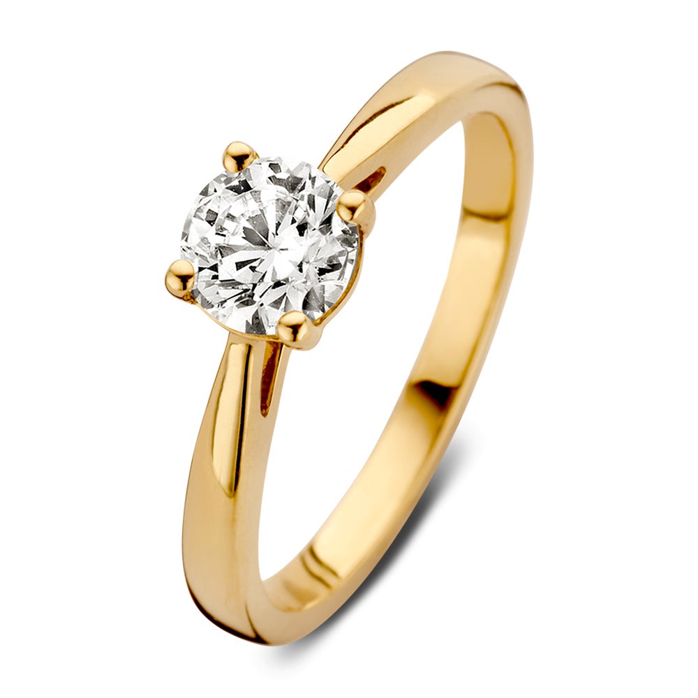Aurore Jewelry - 18kt geelgouden solitair ring bezet met 1 briljant geslepen labgrown diamant, IGI Cert: LG652460269 - RA15010075-53