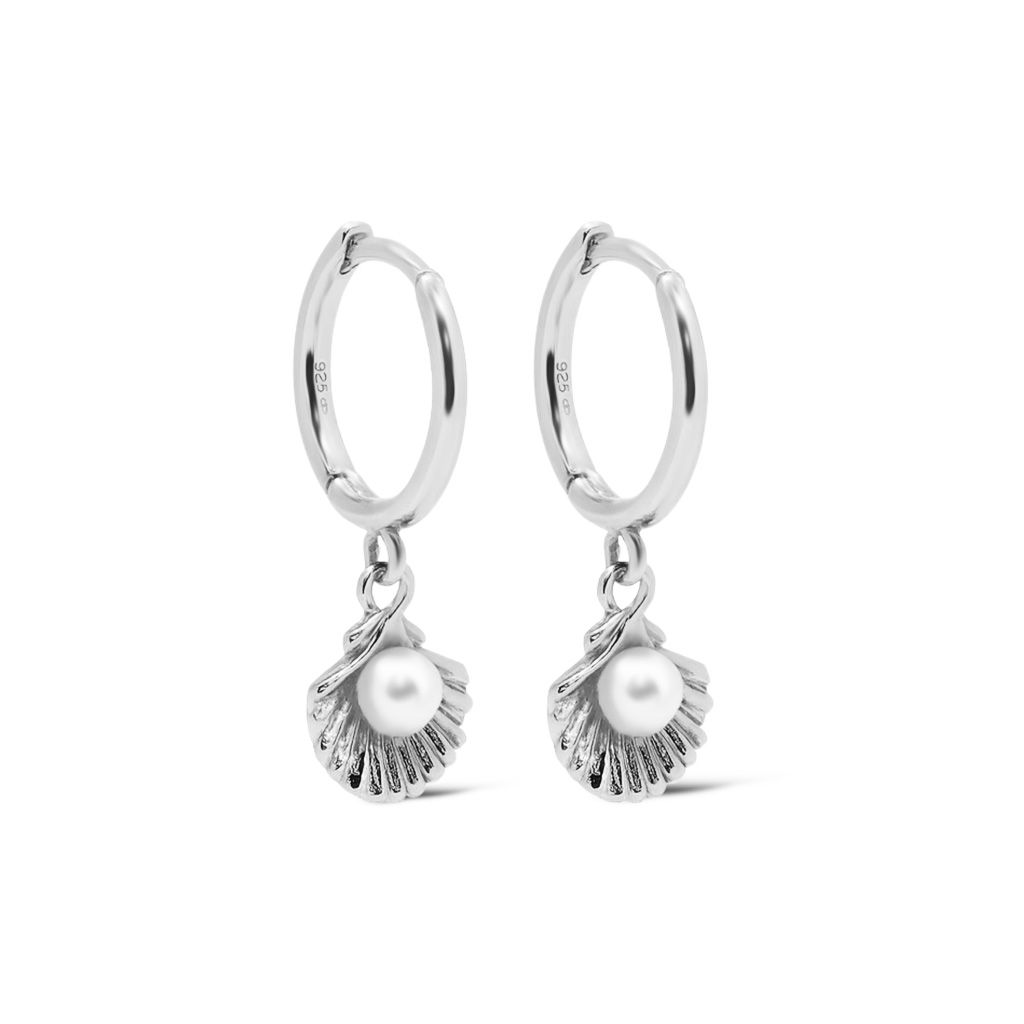 Karma oorringen, Hinged Hoops SHELLY Pearl Silver