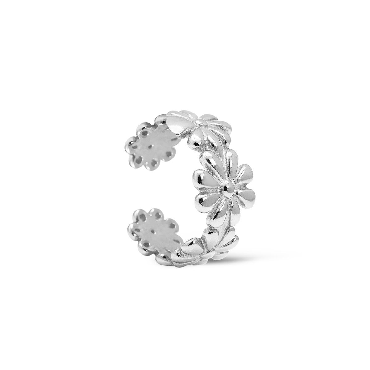 Karma oorringen, Earcuff Plain FLORA Flower Silver