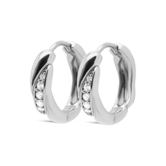 Karma oorringen, Hinged Hoops MILIA Swirl 15MM Silver
