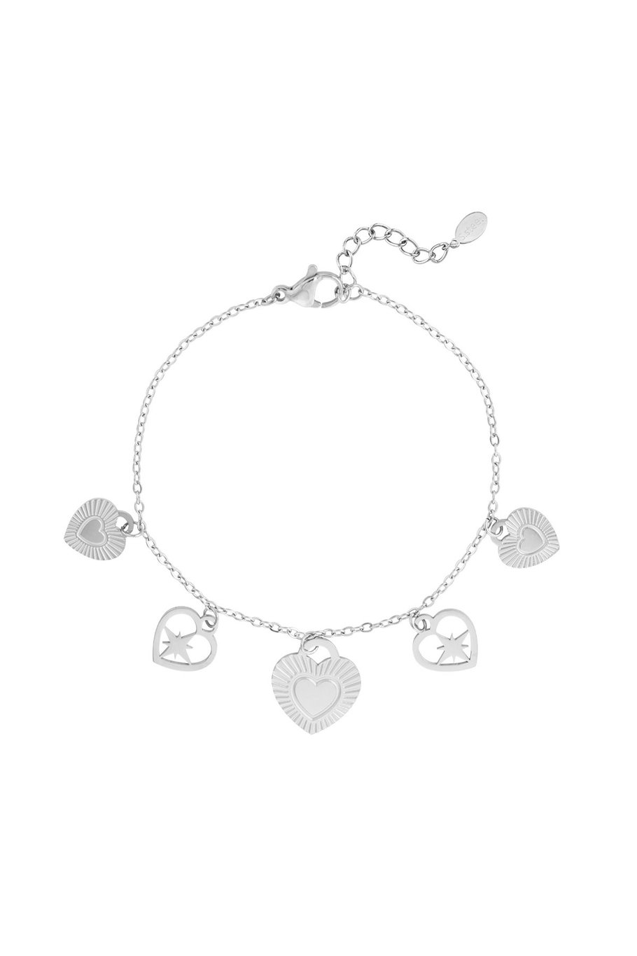 passionate heart charms bracelet silver color
