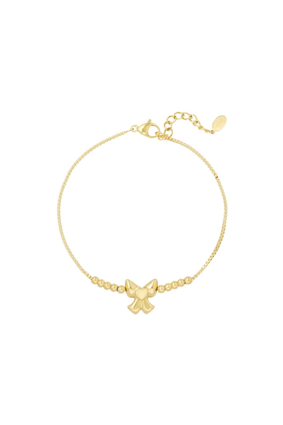 cute bow with beads bracelet Gold color
