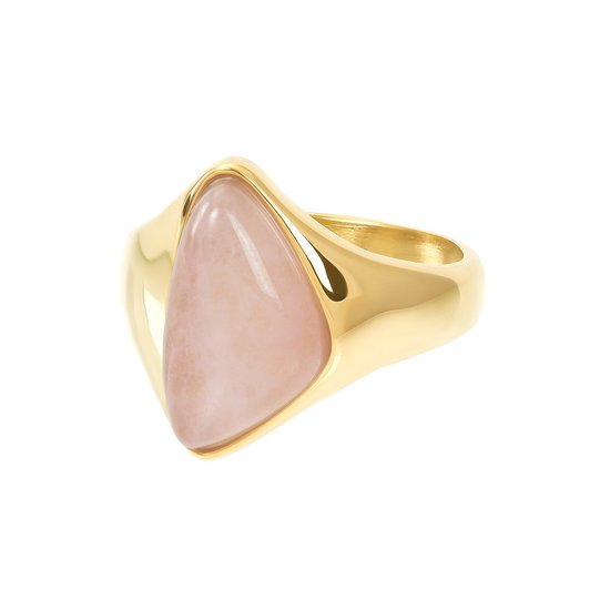 De iXXXi ring Fame Rosa is een brede single ring en is gemaakt van stainless steel met een goudkleurige plating. De ring is voorzien van een opvallende rozekleurige steen.