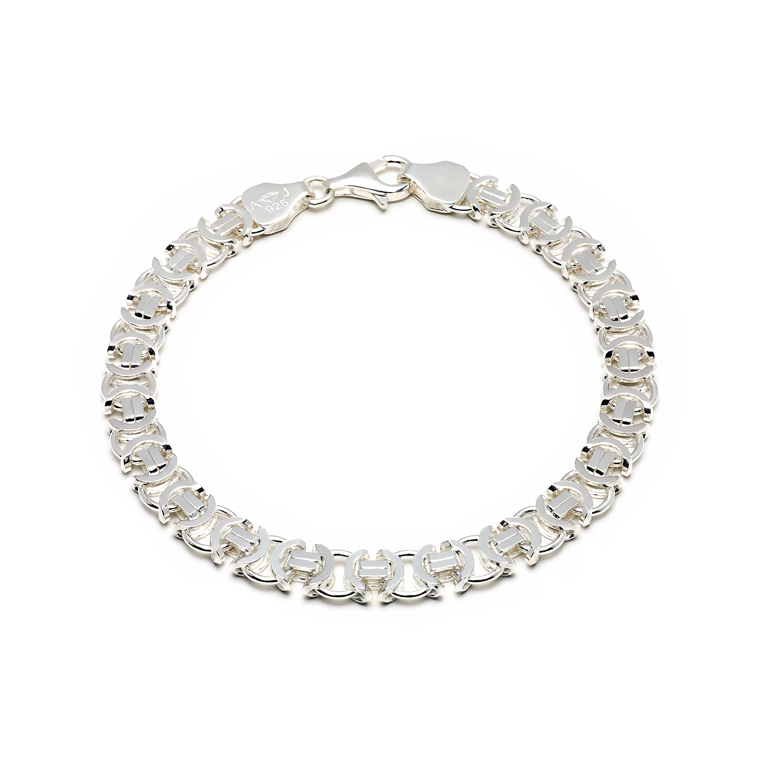 Huiscollectie - Zilveren platte konings schakel armband 7mm, 19cm - KAFL-7-19