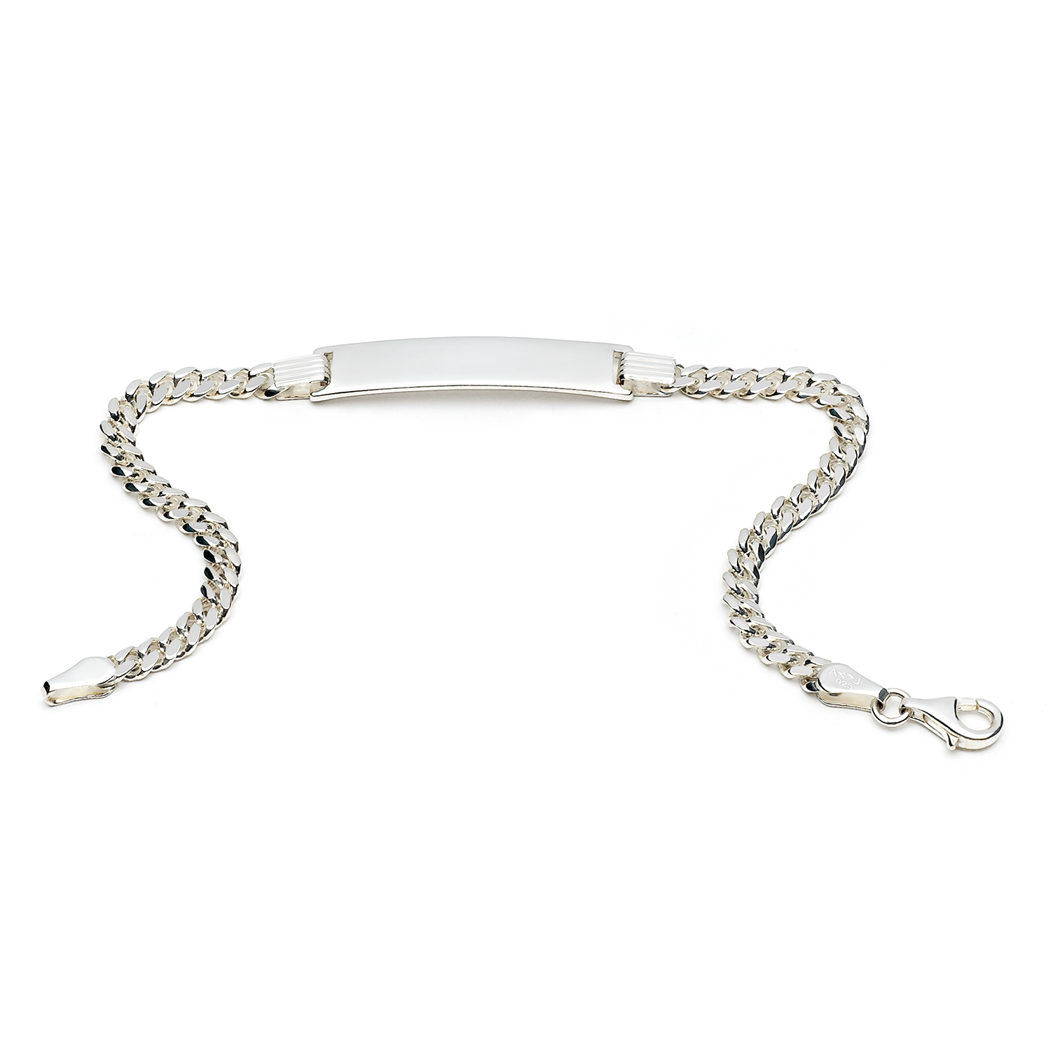 Huiscollectie - Zilveren naamplaat armband met 4mm gourmet schakel, 20.5cm - ID-PA-4-21