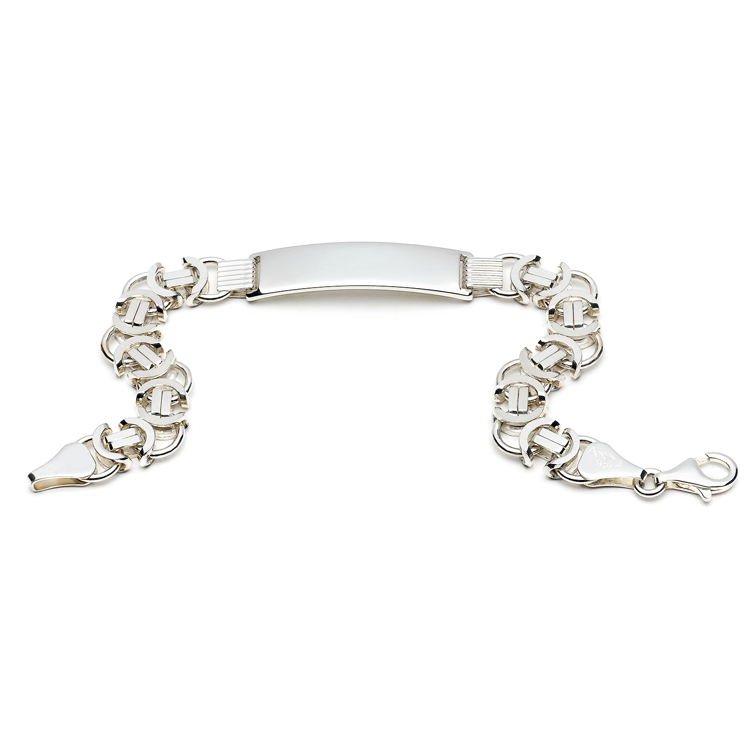 Huiscollectie - Zilveren naamplaat armband met platte koningsschakel 11mm - 23cm - ID-KAFL-11-23