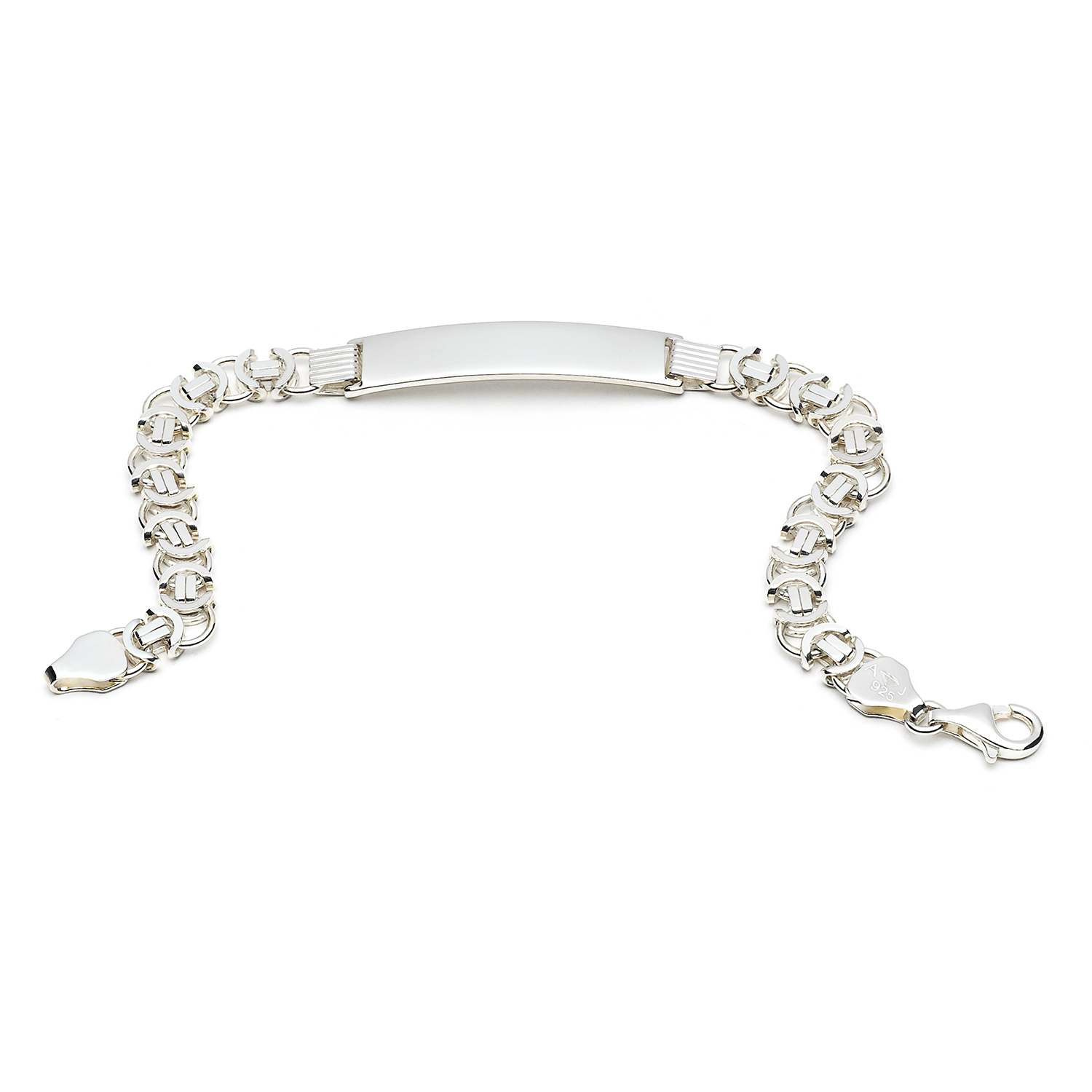 Huiscollectie - Zilveren naamplaat armband met platte konings schakel 7mm, 19cm - ID-KAFL-7-19