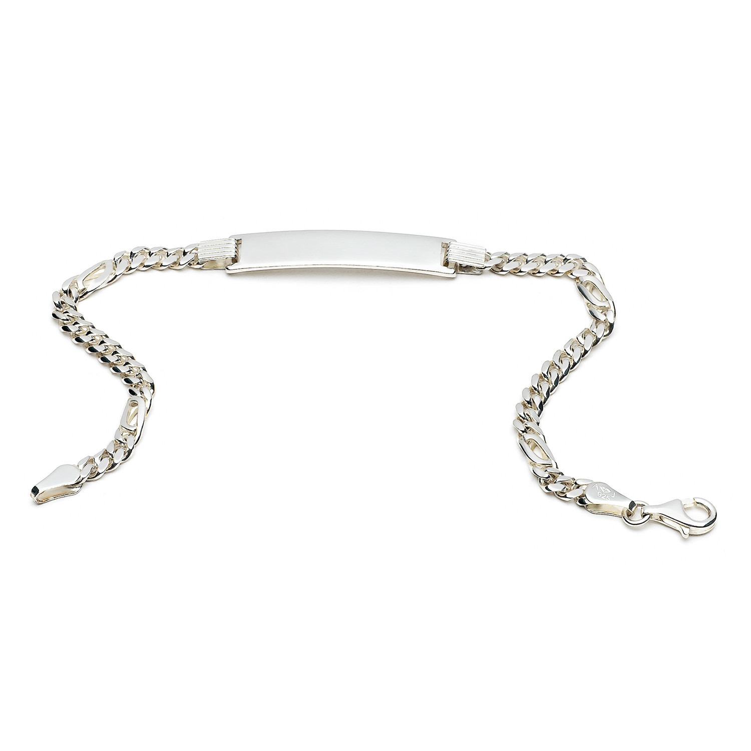Huiscollectie - Zilveren naamplaat armband met patrijsoog schakel 4mm - 19cm - ID-PFA-4-19