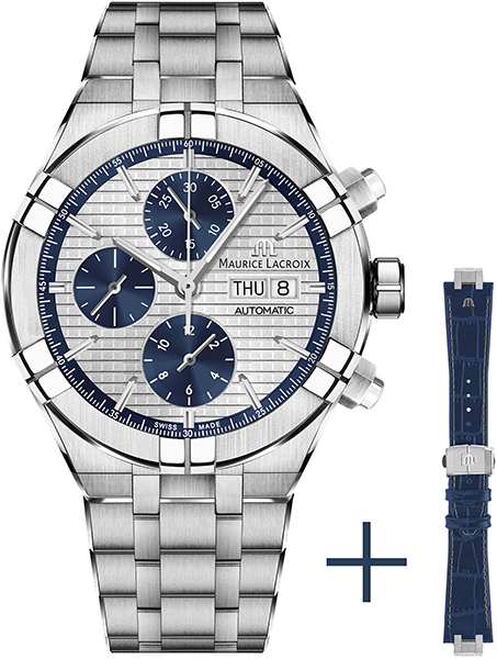 Dit Maurice Lacroix horloge heeft een roestvrijstalen kast met een diameter van 44mm en is voorzien van een leren band en een stalen band. In de kast bevindt zich een kwaliteitsuurwerk en is afgewerkt met saffierglas.

Het horloge is 20ATM. Dit betekent dat het horloge geschikt is voor duiken. Verder wordt het horloge geleverd met 2 jaar wereldwijde garantie.
