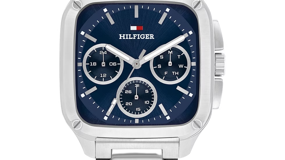Tommy Hilfiger horloge Herald 37 x 39mm staal/staal/blauw