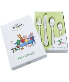 kinderbestek set staal 4 delig met kikker