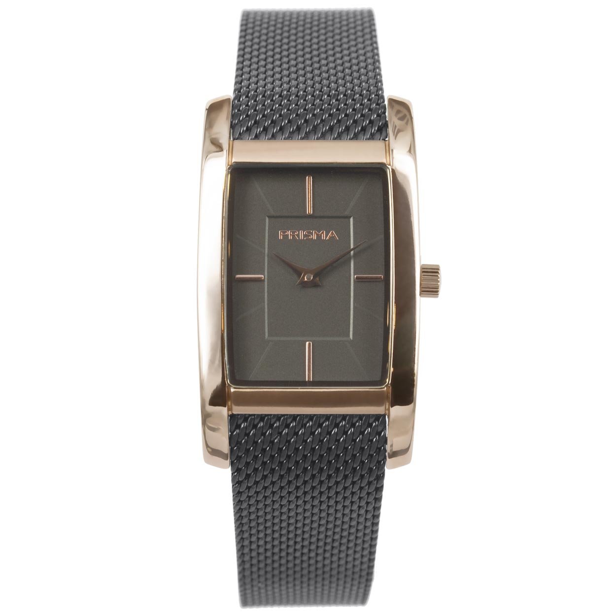 Prisma P.1836 dames horloge edelstaal (met zwitsers uurwerk) 		
		
Algemeen		
Geslacht: dames		
Model: P.1836		
		
Voordelen		
- milanese band met verfijnde schakels		
- band edelstaal zwart		
- wijzerplaat zwart met roségoudkleurige streepjes		
- zwitsers uurwerk		
- naadloze aansluiting door vrij verstelbare sluiting		
- extra harde duurzame laag		
- rechthoek design		
- quartz		
- maat kast 22,5mm (breedte) 8mm (dikte)		
	
