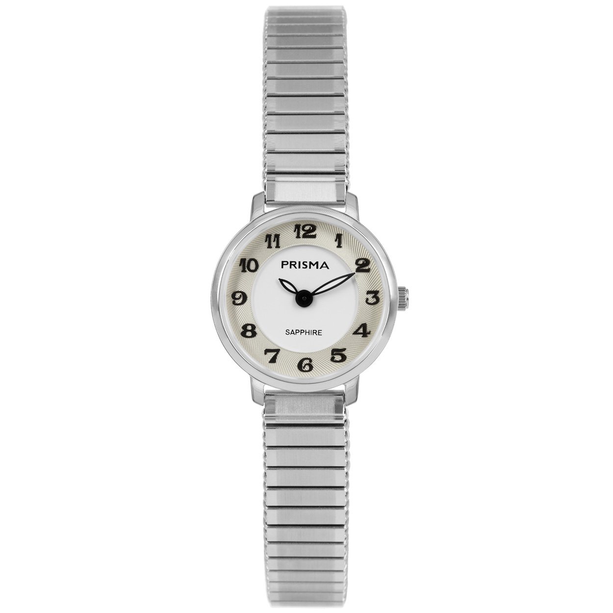 Prisma horloge 1843 dames edelstaal saffierglas 

Algemeen
Geslacht: dames
Model: P.1843

Voordelen
- rekband sluit naadloos aan op de huid
- band edelstaal zilver
- wijzerplaat wit met zwarte cijfers (arabisch)
- glas is zeer krasvast
-wijzers lichten op in donker
- duidelijke tijdsweergave
- spat waterdicht: handenwassen, regen
- quartz
- maat kast 23mm (breedte) 6,3mm (dikte)

