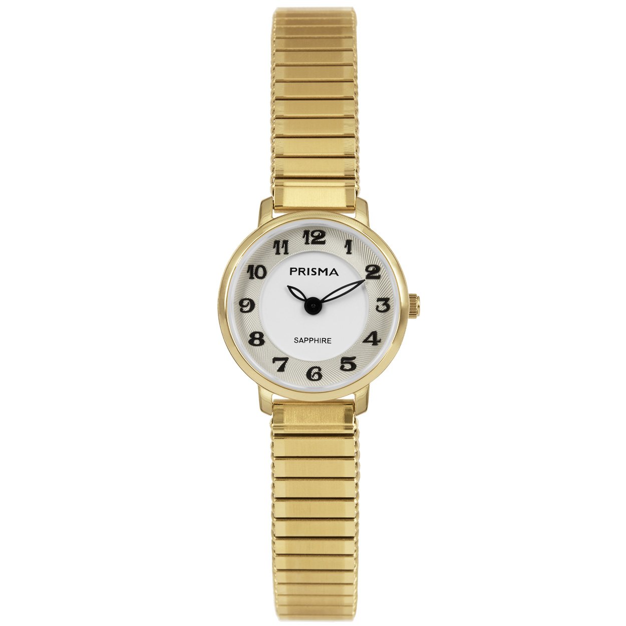 Prisma horloge 1844 edelstaal saffierglas 

Algemeen
Geslacht: dames
Model: P.1844

Voordelen
- rekband sluit naadloos aan op de huid
- band edelstaal goudkleurig
- wijzerplaat wit met zwarte cijfers (arabisch)
- glas is zeer krasvast
- wijzers lichten op in donker
- duidelijke tijdsweergave
- spat waterdicht: handenwassen, regen
- quartz
- maat kast 23mm (breedte) 6,3mm (dikte)

