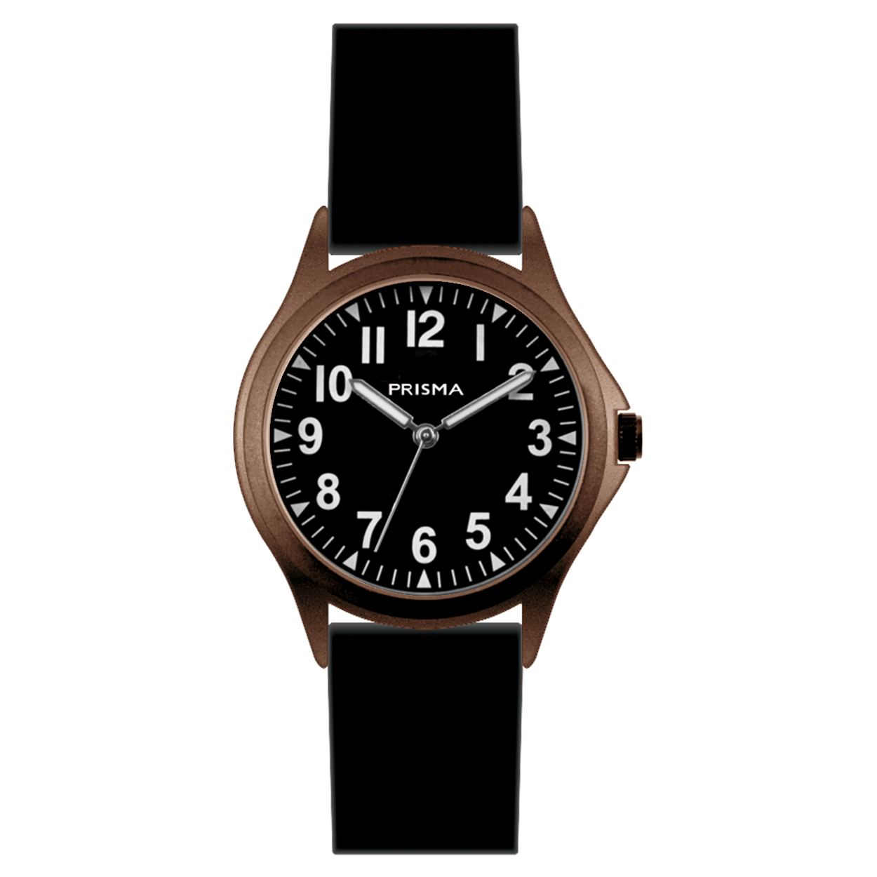 Prisma Coolwatch horloge CW409 jongens kunststof 5 ATM copper

Algemeen
Geslacht: jongens
Model: CW409

Voordelen
- band plastic/silicone zwart
- wijzerplaat zwart met witte cijfers (arabisch)
- duidelijke tijdsweergave
- spat waterdicht:handenwassen, regen
- quartz
- maat kast 31,6mm (breedte) 8,6mm (dikte)


