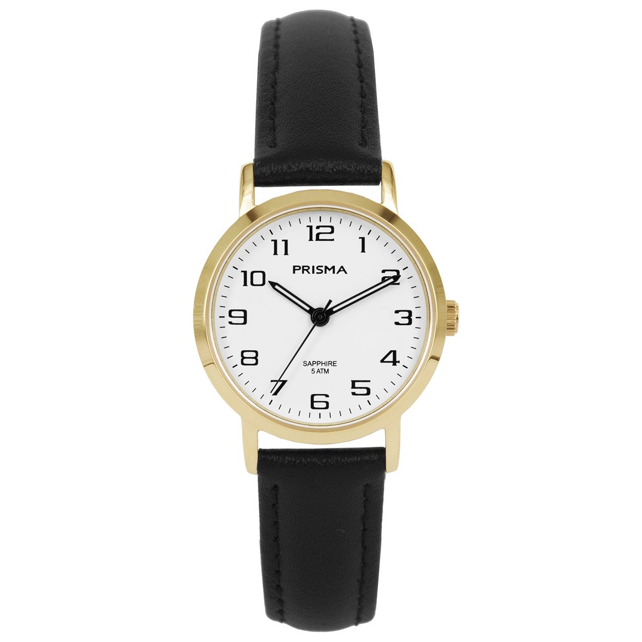 Algemeen
Geslacht: dames
Model: P.1749

Voordelen
- band echt leer zwart
- wijzerplaat wit met zwarte cijfers (arabisch)
- glas is zeer krasvast
- wijzers lichten op in donker
- duidelijke tijdsweergave
- spat waterdicht: handenwassen, regen
- quartz
- maat kast 28mm (breedte) 7,5mm (dikte)