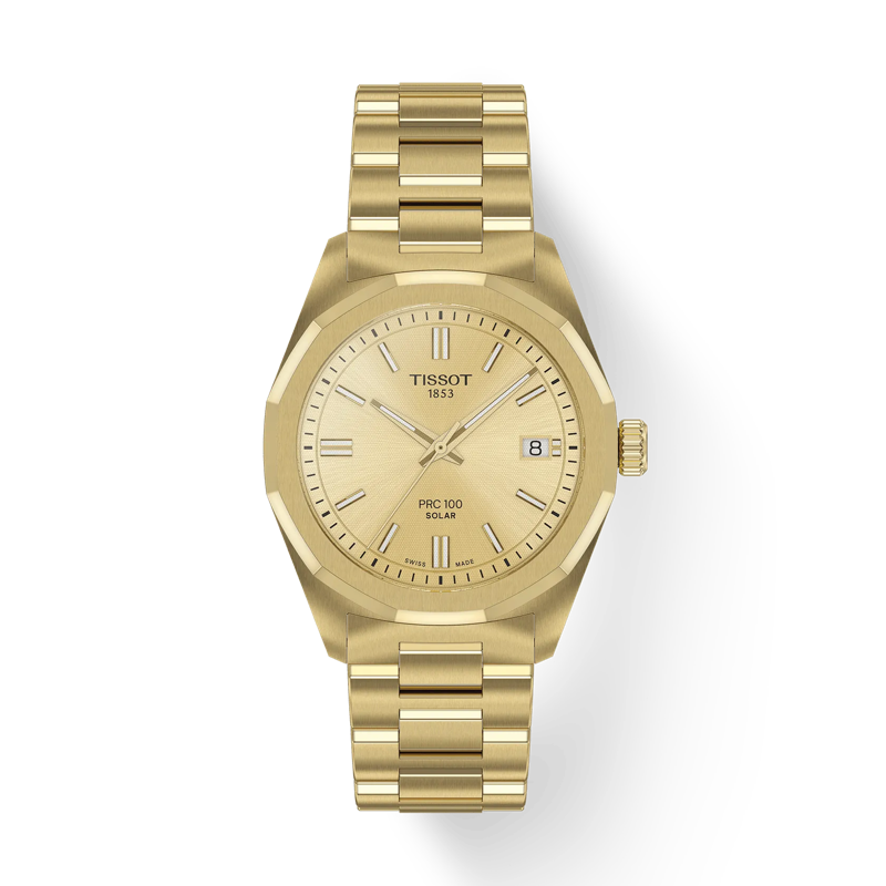 De TISSOT PRC 100 met modelnummer T1518223302100 is een elegante en veelzijdige polshorloge. Met een gouden roestvrijstalen kast en band, saffierglas, analoge weergave en Zwitsers quartz-uurwerk is deze waterbestendige horloge perfect voor dagelijks gebruik of formele gelegenheden. Draag het als een stijlvolle aanvulling op zowel zakelijke als casual outfits voor een verfijnde uitstraling.