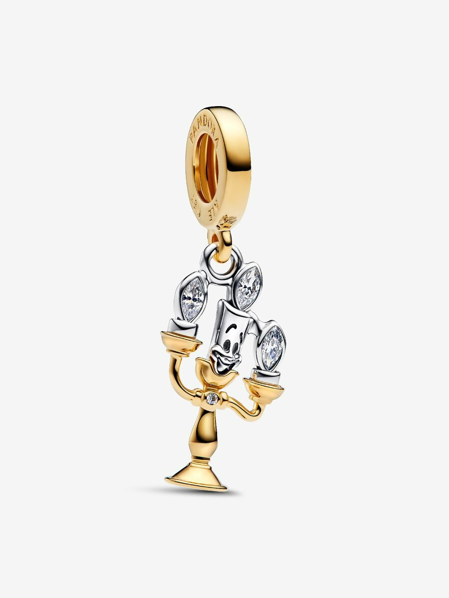 763985C01 Disney Lumiere sterling silver and 14k gold-plated dangle with clear cubic zirconia