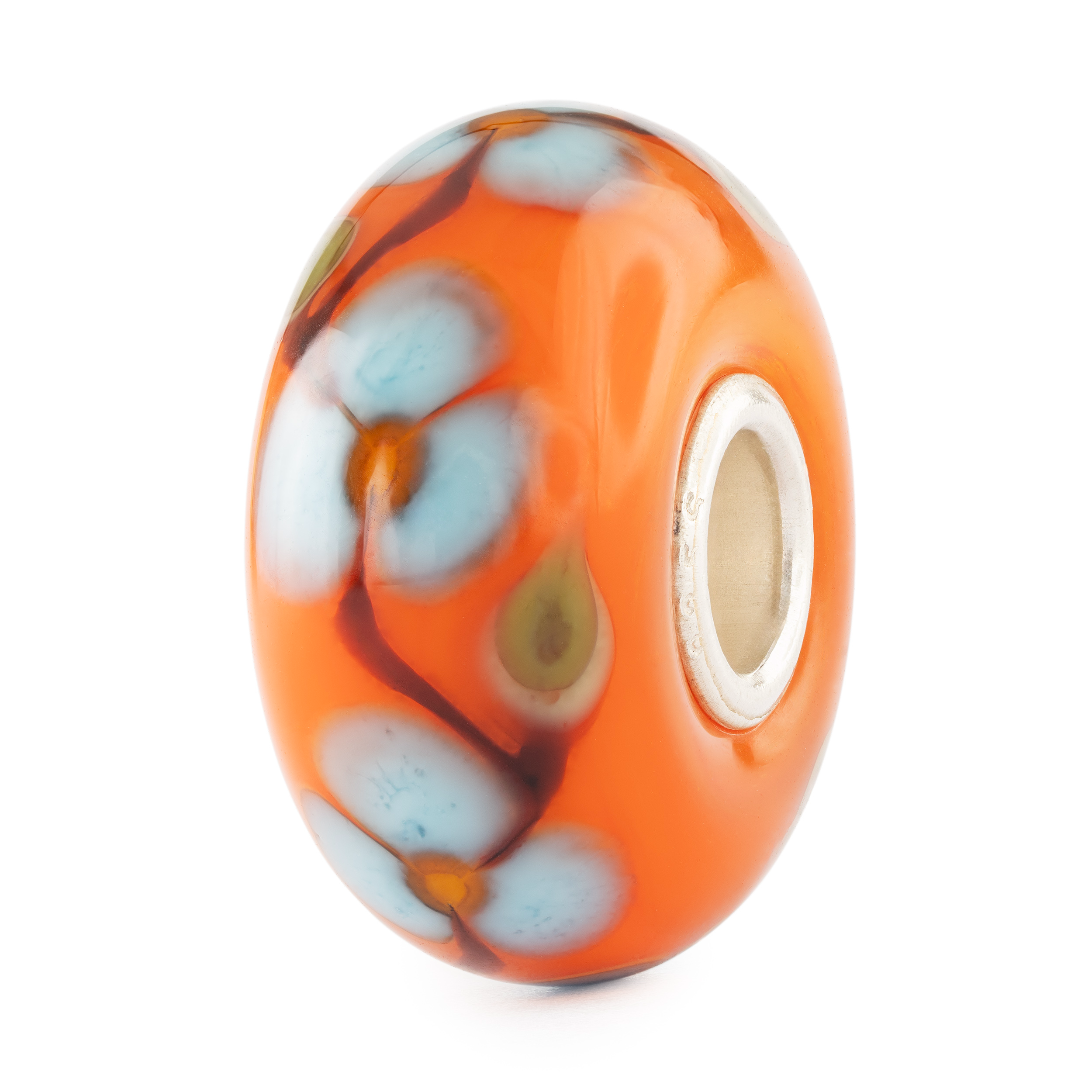Trollbeads - Zilveren/glazen bedel, Blauwe Bloei - TGLBE-20466