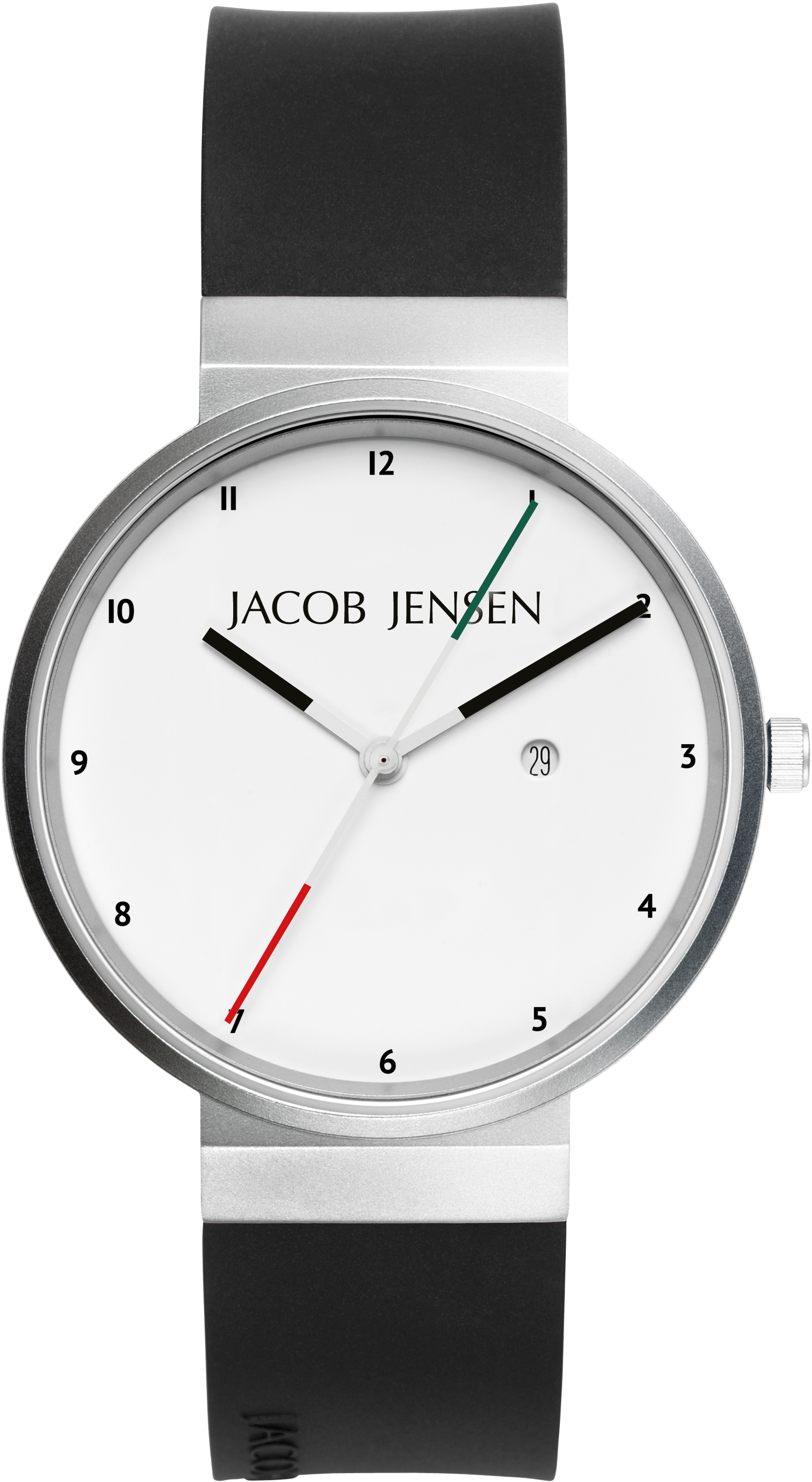 Dit is een horloge van het merk Jacob Jensen gemaakt voor heren.
De specificaties zijn als volgt:
Kastmaat: 35 mm
Bandlengte: 200
Bandbreedte: 17
Waterdichtheid: 3 ATM / 30 Meter / 100 Feet
Dit horloge heeft de volgende functies/eigenschappen:
Datumaanduiding