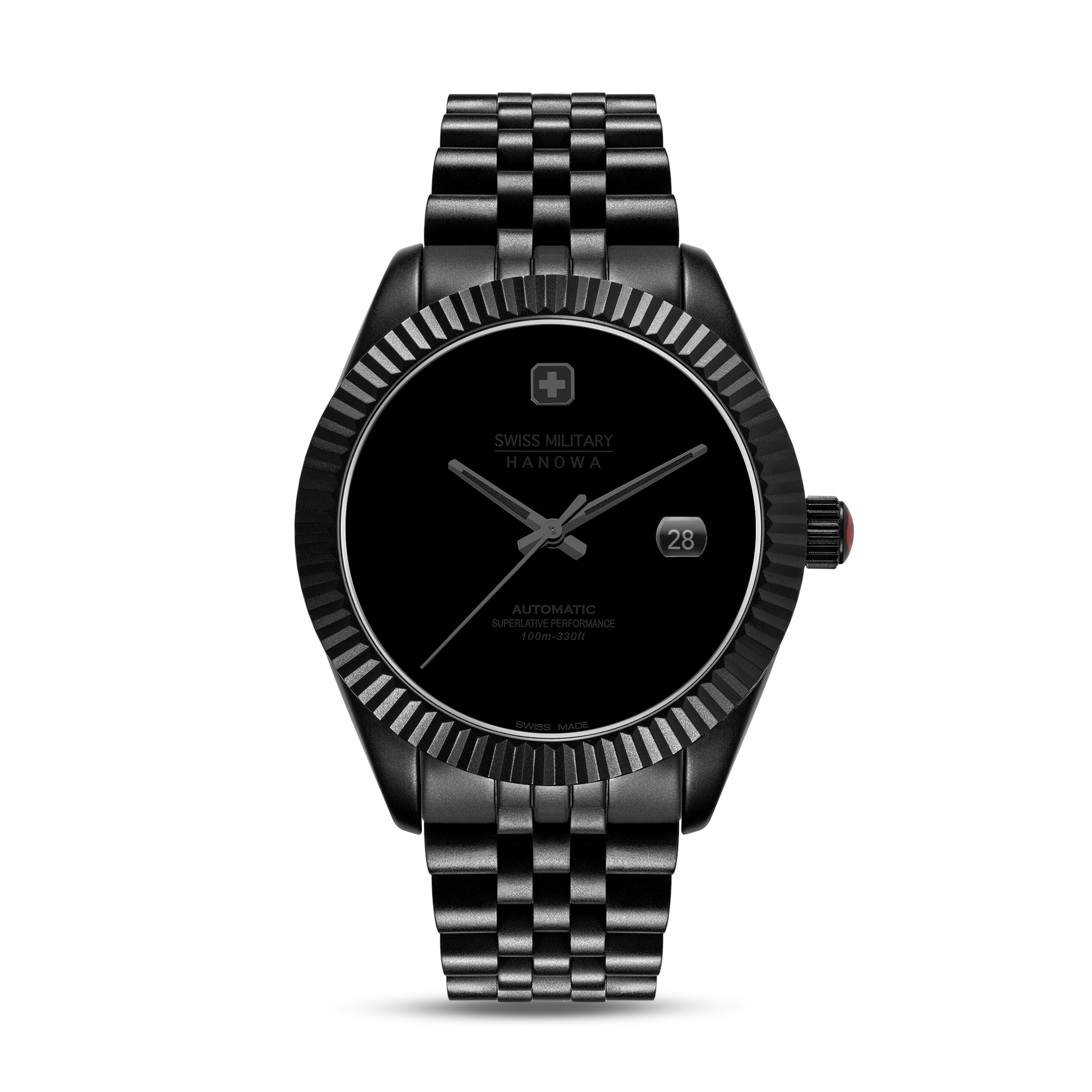 Dit Swiss Military herenhorloge, model SMWGL0005530, heeft een roestvrijstalen kast en band, beide in chique zwart. Met automatische beweging, een saffierglas en waterbestendigheid tot 10 ATM, biedt het duurzame elegantie. Het horloge heeft een datumaanduiding en is ideaal voor dagelijks gebruik of speciale gelegenheden. Draag het voor een stijlvolle en verfijnde uitstraling.