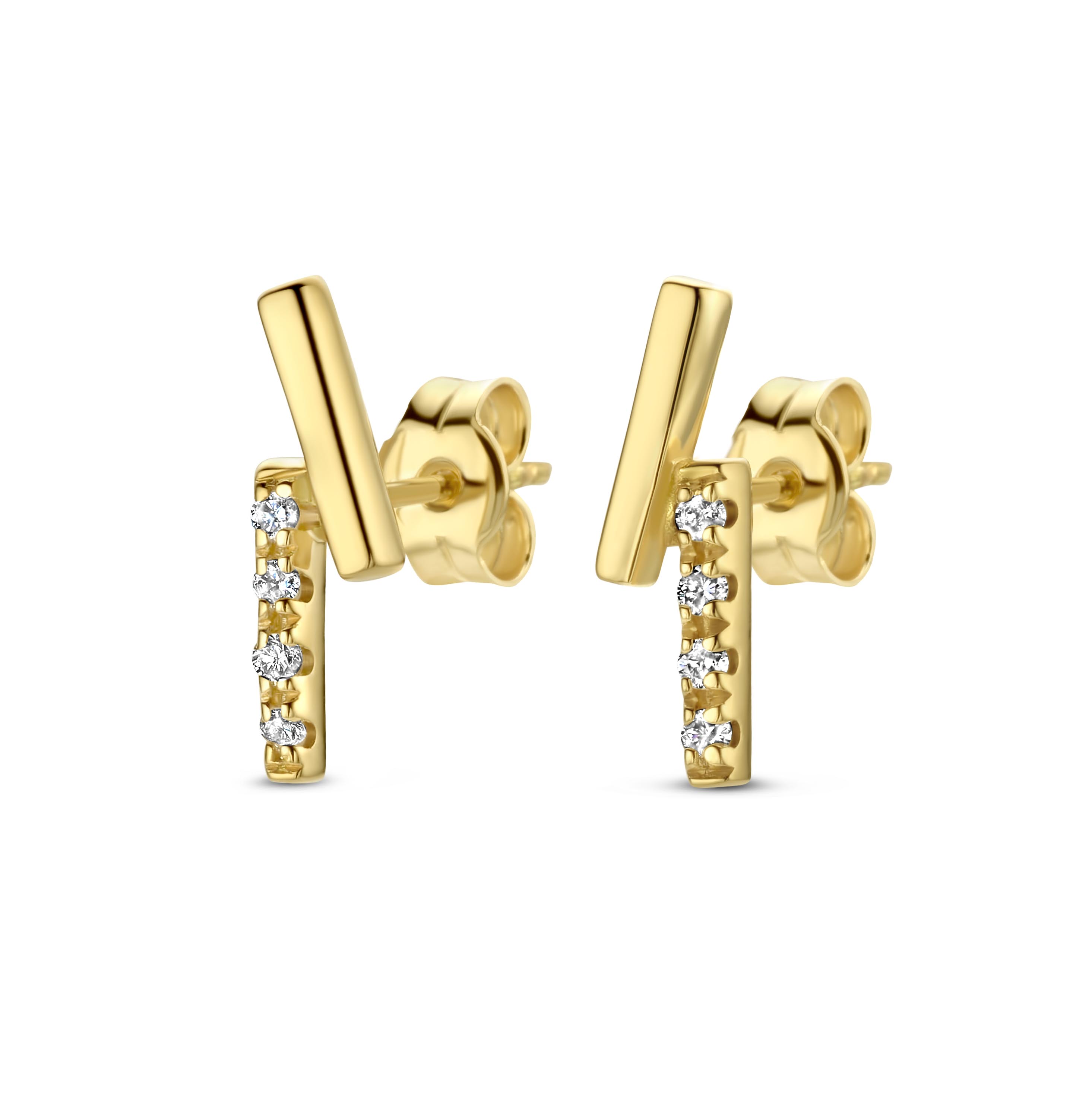 Geelgouden oorstekers met 0,08CT SWGDE0002-Y