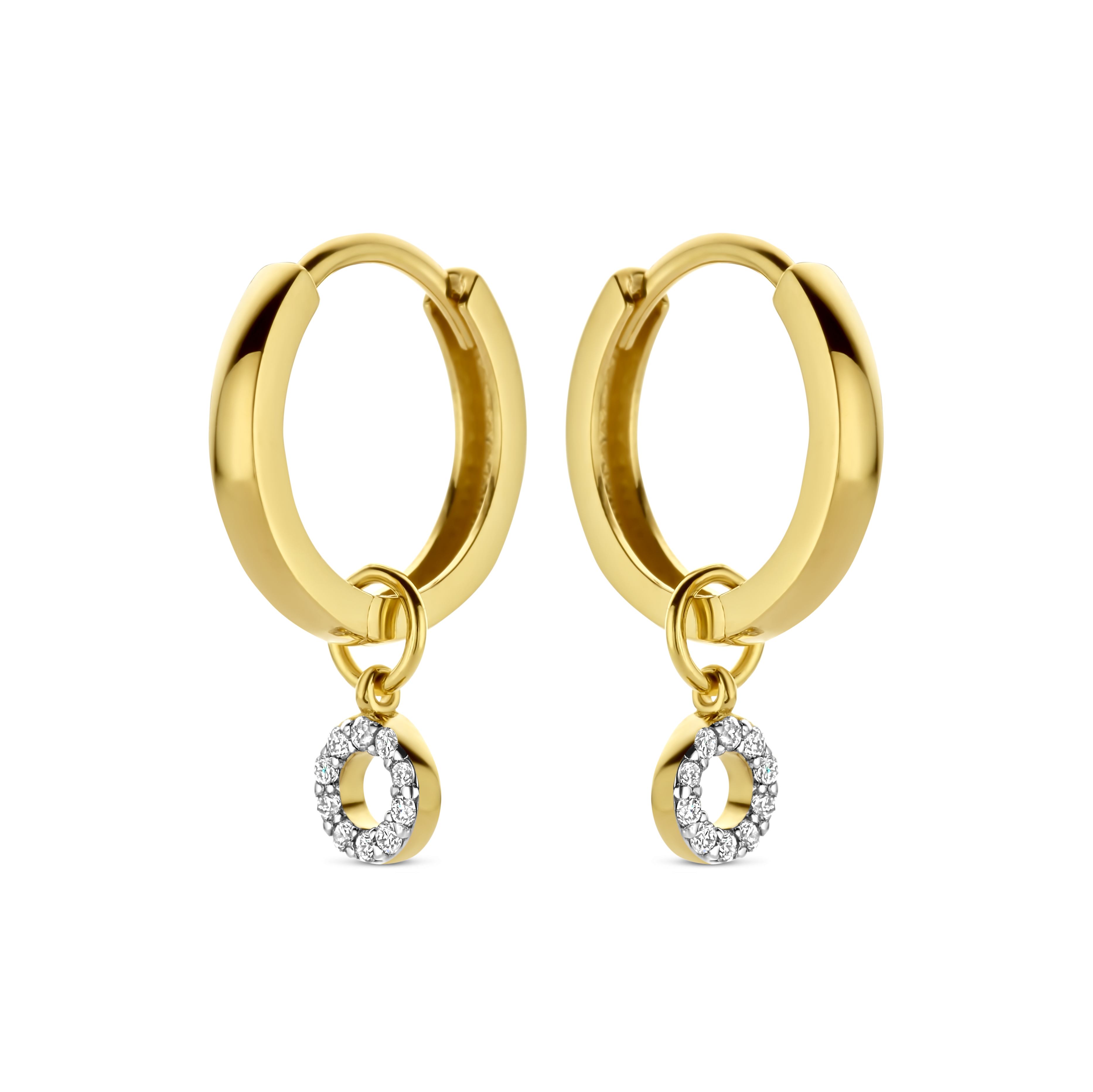 Geelgouden oorringen met 0,11CT SWGDE0050-Y-SET