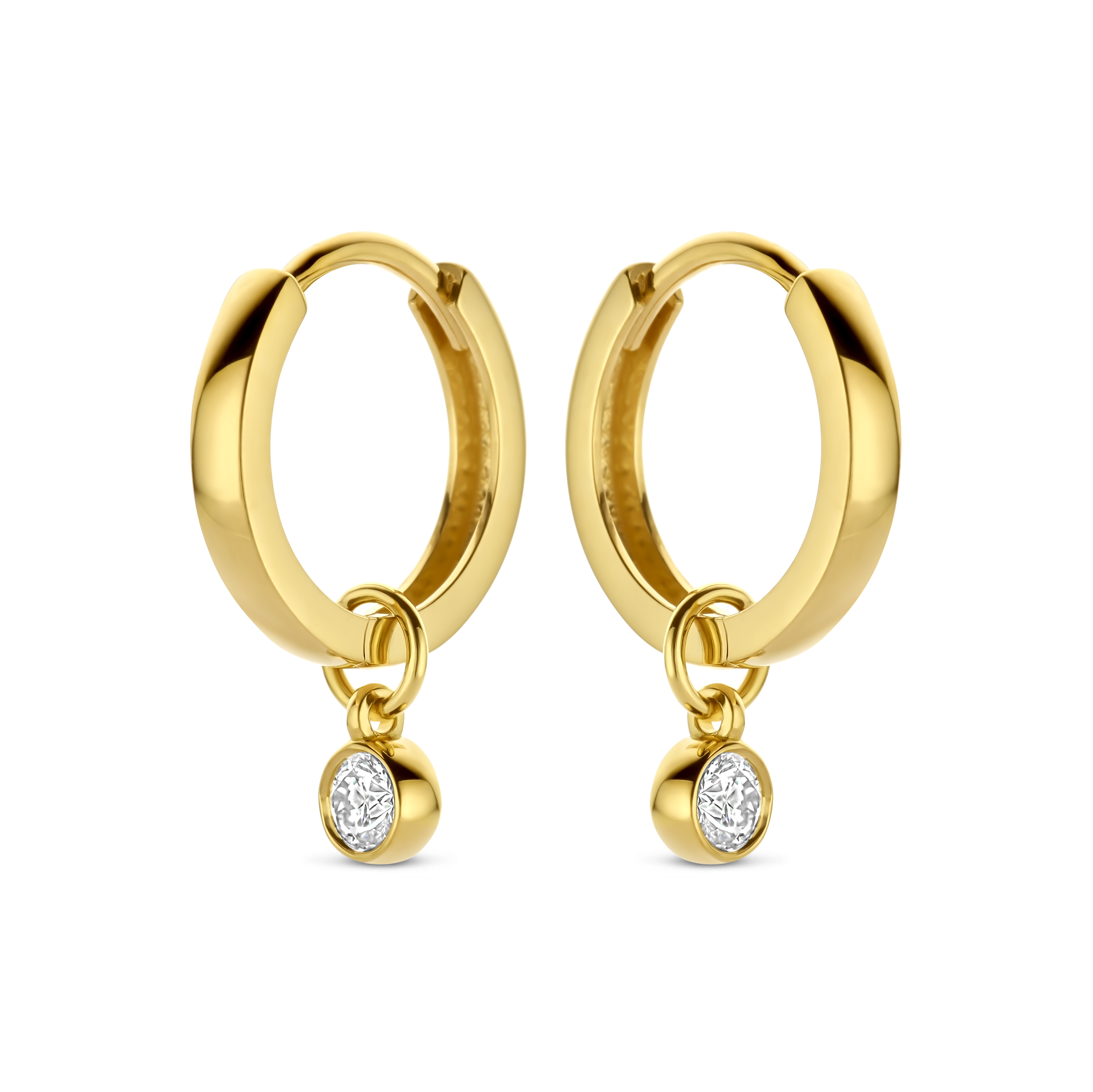 Geelgouden oorringen met 0,13CT SWGDE0051-Y-SET